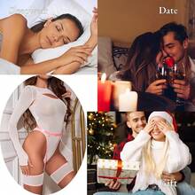 Women's Sexy Mesh Bodysuit, Long Sleeve Shrug Top Cami Jumpsuit With Garter Belts And Leg Rings For Rave, Nightclub - trắng - Xem 7