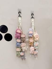 Plush Doll Hanging Rack With Metal Clips, Doll Wall Mounted Storage Belt, Doll Display Rack, Forlabubu Brand Stainless Steel Cap Rack, With 8 Clips - Can Hold 16 Baseball Caps, Wall Mounted, With Adhesive Hook, Black/Beige - Multicolor - View 8