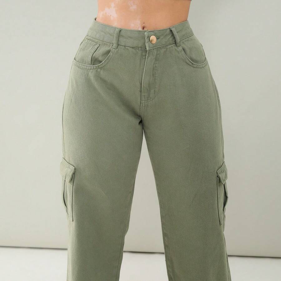 Youth Wide Leg Cargo Pants - màu xanh lá - Xem 1