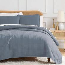 Full/Queen Quilt Bedding Set, Microfiber Quilts Queen Size, Coverlet, Stain & Pet Hair Resistant Bedding, Full Size Bedspread With 2 Pillow Shams, Bone, 2025 - 20 - Slate Blue - 查看 9