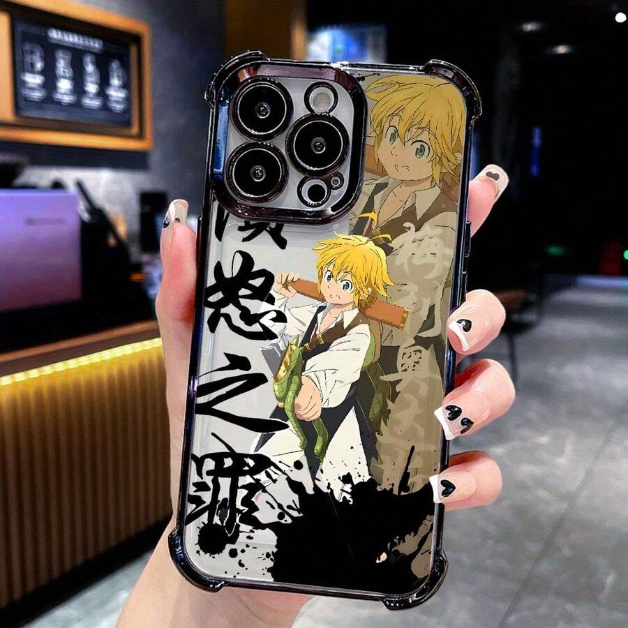 Estuche de teléfono Meliodas con diseño de un niño de anime que porta una espada, compatible con modelos de for 16, 16E, 15, 14, 13, 12 Mini, 11 Pro Max, X, XR, XS Max, 8, 7 y Plus. Tiene una borde chapado para protección contra caídas y un respaldo transparente, ofreciendo un sentimiento único y premium. - Color mezclado 1 - Ver 1