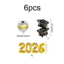 2026毕业派对装饰黑金气球拱门套装，包含黑金气球、32英寸2026气球和毕业主题铝箔气球，适用于2026毕业典礼装饰。 - 彩色 - 查看 7