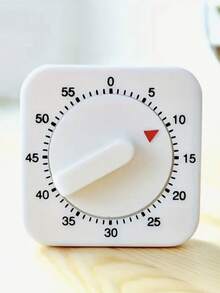 1pc White Square 60 Minute Winding Timer, Kitchen Timer Reminder With Loud Alarm Clock, Manual Countdown Timer For Classrooms, Homes, Study Rooms, And Cooking, Mechanical Countdown Timer - Battery Free Operation - White - View 4