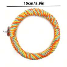 Columpio de anillo creativo para loro, juguete de loro de cuerda de algodón colorida y aro colgante, adecuado para cacatúas, guacamayos y loros para masticar, trepar y jugar - Multicolor - Ver 4