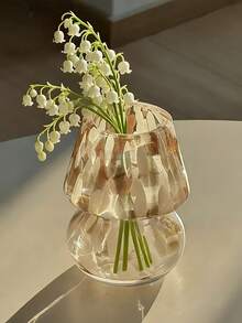 1pc Mushroom Shaped Tie Dye Glass Mini Vase, Cute Ins Style Desktop Fresh Flower Vase Decor, Suitable For Dining Room, Living Room, Bedroom, Balcony - Multicolor - View 5