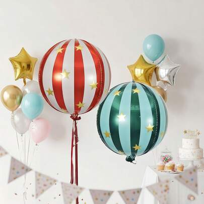 新款派对装饰气球，22英寸4D彩色铝箔气球，适用于嘉年华主题派对、生日派对、圣诞节装饰、婚礼、新年及其他节日庆典，户外使用，可重复使用。