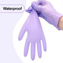 丁腈手套 - 一次性使用，专为重型洗碗、家务等用途设计，耐油防水，耐磨，适用于各种家务劳动。橡胶丁腈手套。 - 淡紫色 - 查看 6