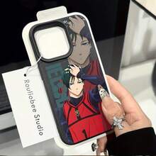 Funda de teléfono azul bloque para anime de fútbol de alta demanda, adecuada para for  16, 15, 14, 13, 12, 41 Pro Max Plus, cubierta trasera suave a prueba de golpes, para parejas. - Color mezclado 1 - Ver 1