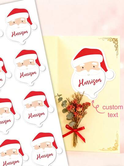 Pegatinas de Navidad personalizadas, pegatinas de cartas de Papá Noel, etiquetas de regalo de Navidad, pegatinas para bolsas de aperitivos, pegatinas personalizadas, adecuadas para pegatinas de envoltura de regalos navideños, decoraciones navideñas, pegatinas para sobres navideños, pegatinas para embalaje de dulces y aperitivos