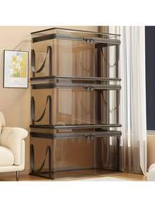 大型透明翻盖储物盒 - 黑色边框重型塑料储物箱，适用于家庭、办公室、游戏室；重型可堆叠置物架 - 节省空间的书籍、衣物、杂志收纳单元 - 需简单组装；圣诞前夜礼物盒；收纳整理；圣诞礼物盒；储物盒；储物容器；橱柜收纳整理；收纳整理；储物盒收纳 - 彩色 - 查看 11