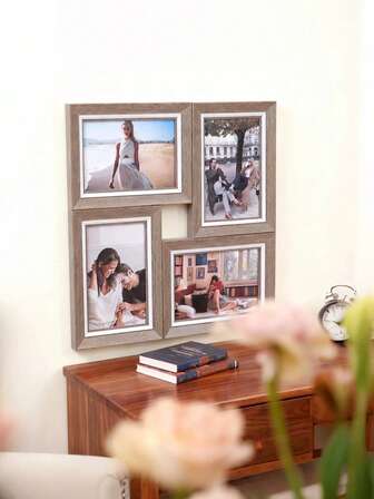 4x6 Inch Photo Display Wall Collage Frame, Plastic Material, Suitable For Living Room, Bedroom, Hallway Home Decor, Desk Display, Birthday Gift, Graduation Gift, Holiday Party Decor