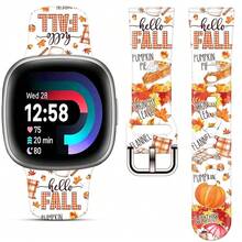 Compatible With Watch Band Fitbit Versa 3, Versa 4, Sense, Sense 2, Holiday Pattern Silicone Replacement Strap{Inchcolor_nameinch:InchHelloFallinch,Inchsize_nameinch:InchForVersa4/Versa3/Sense2/Senseinch} - HelloFall - View 1