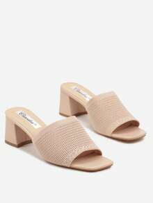 Ciabatte da donna con tacco a blocco all'uncinetto - Sandali estivi casual - Rosa Baby - Visualizzare 5