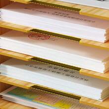 Office Desk File Cabinet Multi Layer Desktop DENSITY BOARD Storage Box Organizer - Wood Color - View 8