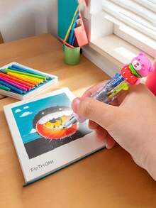 1/5/10支装迷你马卡龙彩色礼盒套装，趣味动物造型，4合1彩色墨水可爱动物图案，儿童礼品套装，婴儿洗礼礼物，洗礼和生日礼物，办公和学校用品，课堂奖励，可爱笔礼品派对礼品袋套装（款式随机） - 彩色 - 查看 4