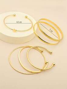 6pcs Star Decor Bangle - 黃金 - 查看 5