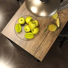 HOMCOM 3-Piece Bar Table Set With Stools, Kitchen Table, 3 Shelves, 2 Bar Stools, Modern Style, Dining Set For Dining Room, Kitchen, Steel, Oak Finish - 1 - View 7