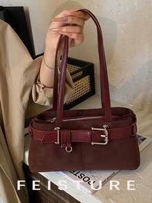 1pc FEISTURE Fashion Women Underarm One Shoulder Bag, Suitable For Daily Outing, Dating, Commuting - Red - View 8