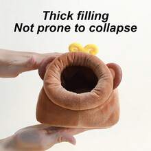 1PC Fully Enclosed Golden Hamster Nest Autumn And Winter Warm Plush Sleeping Nest Hideout Cartoon 3D Animalls Shaped Small Pet Sleeping Bag Tent Nest Small Pet Care Supplies Suit For Hamster Guinea Pig