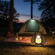 Lámpara LED Portátil Recargable y Solar 3 en 1 con Luces Plegables Súper Brillantes para Camping, Emergencias, Picnic y Actividades al Aire Libre con Mango Ergonómico, Múltiples Modos de Iluminación y Resistencia al Agua - Negro - Ver 4