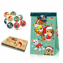 12 Stücke Tasche + 12 Stücke Aufkleber Paw Patrol Weihnachtsthema Party Geschenktüte und Weihnachtsmaske, Geburtstagsdekoration, Geschenkverpackungstüten, Papiertüten, geeignet für Geburtstag, Weihnachten und Silvester Party Zubehör, aber auch eine perfekte Wahl für Thanksgiving (12 Stücke Tasche + 12 Stücke Aufkleber).