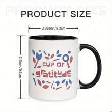 1pc Coffee Mug - Right/Left Handle Mug, Ideal Gift For Birthday, Christmas, Wedding, Thanksgiving - Ceramic Cup For Hot Drinks, Tea, Cocoa - Durable Ceramic Construction, Coffee Lover Gifts, Wedding Drinkware, Gratitude Theme, Contrast Handle Design - 1pc - View 8