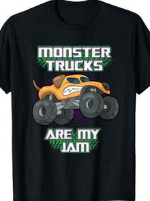 Dog Monster Trucks Are My Jam Birthday Gift T-Shirt - Black - View 1