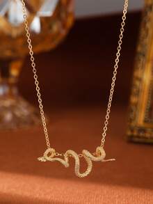 1 Piece Dainty Gold Snake Necklace For Women,Elegant Adjustable Serpents Necklace Unique Snake Figure Necklace With Adjustable Length For Daily Wear Dates Parties,Luxury Jewelry Gift For Wedding/Anniversary/Mother's Day/Valentin's Day/Christmas Day/Thanksgiving Day