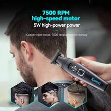 Kemei Juego de cortapelos para hombres 2 en 1 - Kit de herramientas de aseo recargable por USB, cortadora de cabello profesional, recortadora y afeitadora de barba para hombres, uso de barbería, juego de herramientas de corte de cabello en casa, regalo para hombres, regalo del Día del Padre - Negro - Ver 9