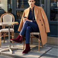 Men's Fashion Chelsea Boots British Style Short Boots Embroidered Breathable Lightweight Short Heel Casual Short Tube Wedding Party Business - Burgundy - View 7