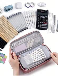 حقيبة قرطاسية شخصية مخصصة، عالية الجودة وسعة كبيرة، علبة أقلام بتصميم بسيط، قابلة للطباعة بالشعار، مناسبة لموسم العودة إلى المدرسة