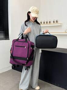 大容量可扩展带轮可折叠旅行行李袋，多功能随身行李，商务旅行、校园出行、男女通用旅行包、行李袋、旅行包、过夜包、耐用旅行收纳包、邮轮旅行必备、度假必备，男女皆宜