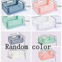 2pcs Mini Foldable Storage Basket, Collapsible PP Organizer Box For Kitchen, Bathroom, Office, Stationery, Notebook, Cosmetics Desk, Available In Multiple Colors, Desktop Organization Tool, Shelf Basket