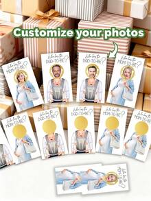 1pc Personalized Baby Shower Scratch Off Game, Custom Who Has The Mom And Dad Card, Fun Gender Reveal Party Game, Printed Mom-To-Be And Dad Scratch Cards, Interactive Baby Shower Games For Guests, Custom Photo Party Cards - متعدد الألوان - مشاهدة 1