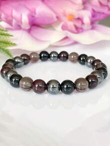 女士天然石海底轮手链 - 石榴石、赤铁矿、烟晶和黑曜石珠子，用于接地、增强内在力量、提供精神保护，波西米亚风格饰品 - 彩色 - 查看 6