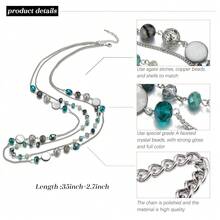 Noessla Layered Long Necklaces For Women Crystal Beaded Statement Necklace Sweater Silver Chain With Gifts Box Jewelry{Inchcolor_nameinch:InchGreeninch} - 綠色 - 查看 8