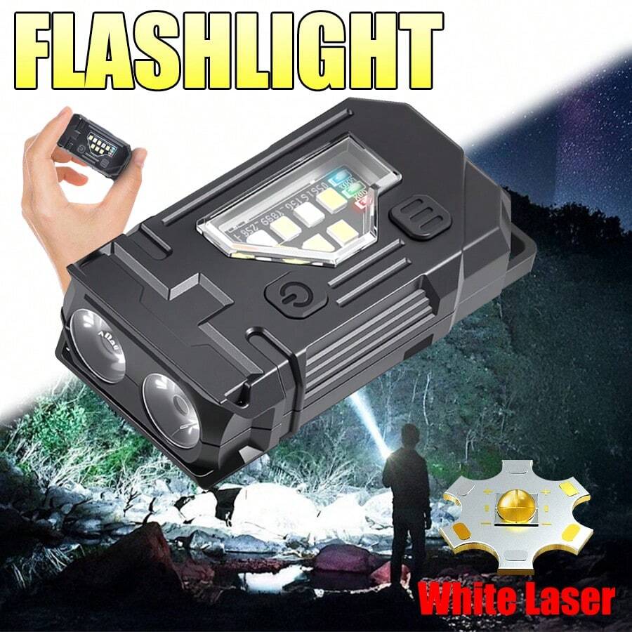 1个多功能COB手电筒，超亮强力口袋手电筒，LED Linterna COB便携式夹式应急手电筒