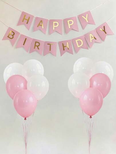 1 set rosa födelsedagspappershängande vimpel, folie-grattis på födelsedagen-bokstäverbanderoll, modern metallisk bokstavsdekorationsvimplar, lämplig för födelsedagsfestdekoration, svart och guld födelsedagstema, inomhushängande, fotorekvisita, elegant födelsedagsdekoration, jubileumsdekoration för män och kvinnor