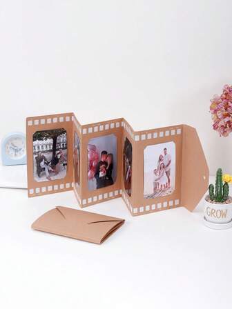 Folding Card Paper Photo Frame, Fits 5/6/7 Inch Photos, Multi-Size Creative Desktop Frame, Portable Space-Saving, Minimalist Modern Home Decor, Great Gift For Friends And Graduation