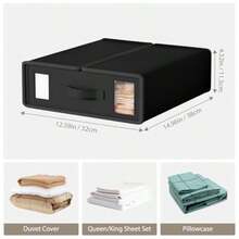 8 Pack Foldable Bed Sheet Organizer Storage Bag Queen And King Size Bedding Organizer With Clear Window DustProof Breathable Linen Closet Wardrobe Sheet Storage Bin - Black - View 2