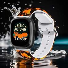 Compatible With Watch Band Fitbit Versa 3, Versa 4, Sense, Sense 2, Holiday Pattern Silicone Replacement Strap{Inchcolor_nameinch:InchAutumnColorBlackPumpkininch,Inchsize_nameinch:InchForVersa4/Versa3/Sense2/Senseinch} - AutumnColorBlackPumpkin - View 3