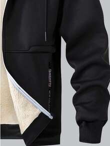 1 pieza Sudadera con capucha de forro polar de sherpa para hombres, chaqueta de sudadera gruesa y cálida, ropa casual deportiva para exteriores, regalo de Navidad