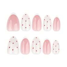 24pcs Nails Press On White Polka Dots False Nails Short Fake Nails Almond Shape Press On Nails Manicure Set Includes 1sheet Adhesive Tabs & 1pc Mini File Perfect For Everyday Wear, Elegant & Fashion Fairy Accessories, Nails Press On, Christmas & New Year Nails, For Holiday, Party, , Christmas Decoration Nails - 多色 4 - 查看 3