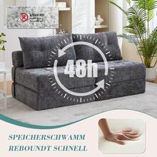Divano letto pieghevole, divano letto con cuscino, materasso pieghevole con schienale, divano pieghevole portatile, comodo divano da pavimento per soggiorno e camera da letto - Grigio + Ciniglia - Visualizzare 3