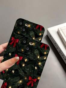 Funda TPU para teléfono con luces y lazos navideños. Compatible con teléfonos ,  17,  16 Pro Max,  15 Pro Max,  13 y  12. Ofrece protección contra golpes y caídas. Un regalo perfecto para familiares y amigos en estas fiestas. - Negro - Ver 7