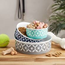 DII Lattice Ceramic Pet Bowl For Food And Water With NonSkid Silicone Rim For Dogs And Cats Small 4.25" Dia X 2" H Aqua Set Of 2 - Aqua - View 9