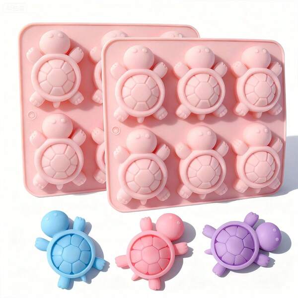 2 moldes de silicona con forma de tortuga, moldes de arcilla de tortuga de 6 cavidades, moldes de velas de yeso, ornamentos de yeso para aromaterapia, adecuados para amantes de la artesanía en concreto y resina, regalos perfectos para el hogar y cumpleaños