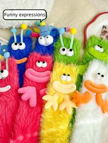 1 Pair Cute & Unique Plush Socks - Soft & Warm Winter Socks With Cartoon Prints, Hand Washable, Multiple Colors Available, Suitable For Indoor & Outdoor Wear, Cozy House Slippers, Fun Sock Design, Soft Texture, Warm And Comfortable. - Multicolor - View 2