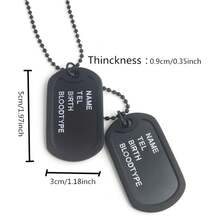 1 PC Military Style Black Dog Tag Chain Necklace, Stylish Iron Pendant For Men, Durable And Personalized Dog Tag Necklace, Can Be Engraved With Name, Date Of Birth, Blood Type And Phone Number - Bạc - Xem 6