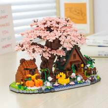 2288pcs Sakura Capybara-San Micro Particle Building Block Set, High Difficulty Assembly Blocks, Sakura Building Blocks Set, Capybara-San Building Blocks Set, Home Decor, Creative Building Block Display, Holiday Gift, Home Decor, Living Room Decor, Desk Decor, Adult Building Blocks Set, Christmas Gift, New Year Gift, Birthday Gift - Sakura Kapibala Hut - View 5